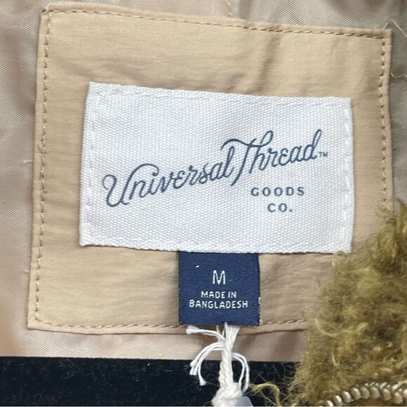 Universal Thread Women’s Tan Olive Quilted Full Zip Faux Fur Moto Jacket Medium - Picture 8 of 16